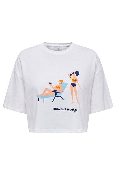 ONLY White T-shirt - Bone Vacan Women's (15296237-BWBNJ)