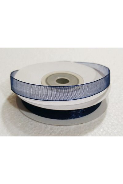 Hobigram Navy Blue Organza 1 cm 23 Meters, Bundle Dowry Gift Decoration Ribbon