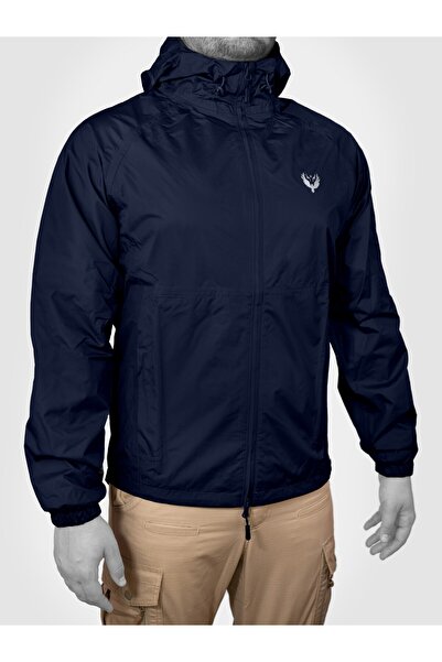 Mudeir Raincoat Kaftan Navy Blue Hooded Water Resistant Tactical Outdoor Tact...