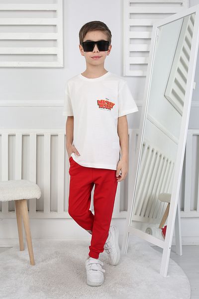 ZUZUNGA Mickey Stone Age Printed T-Shirt-Sweatpants Kids Set