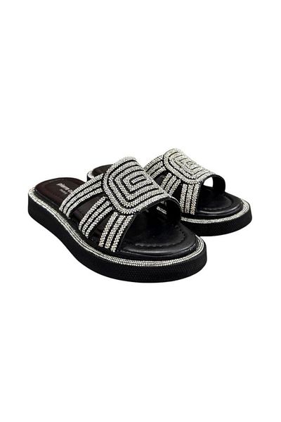 Pierre Cardin Stoned Striped Anatomical Sole Slippers