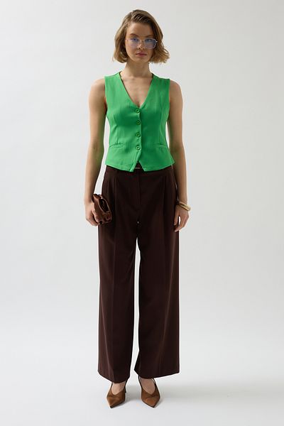 Black Fashion Green Vest - Button Detailed