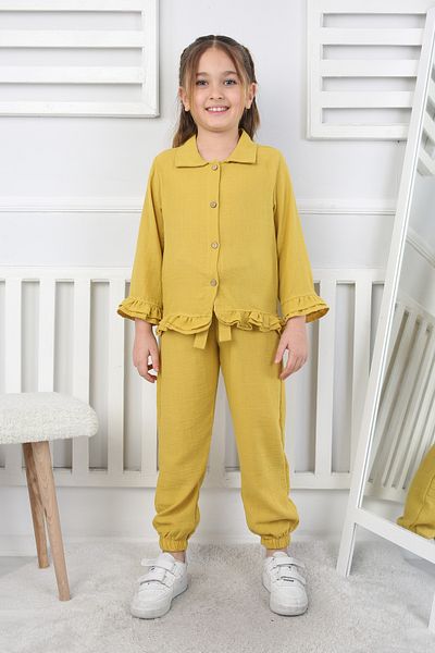 e-çocuk Girl's Suit with Ruffles and Elastic Legs 3051