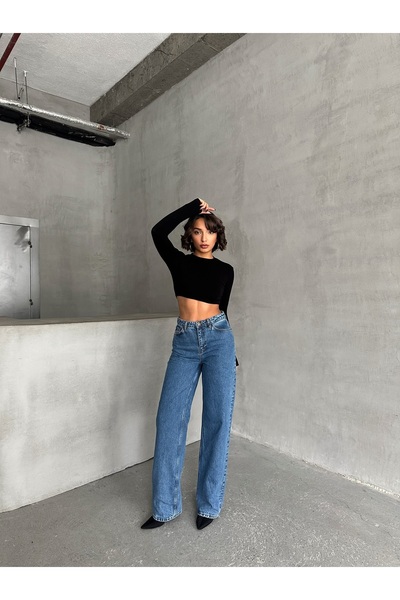 Miss Prova جينز عالي الخصر بأرجل واسعة MISSJE0376