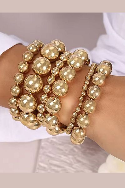 PETEK AKSESUAR 6 Pcs Metallized Mix Ccb Beads Rubber Bracelet