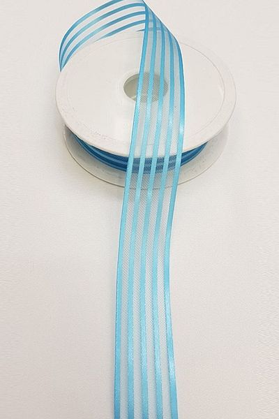 Hobigram Striped Organza Ornament Ribbon Turquoise Bundle Ornament Dowry Bridal 5 Meter Striped Ribbon