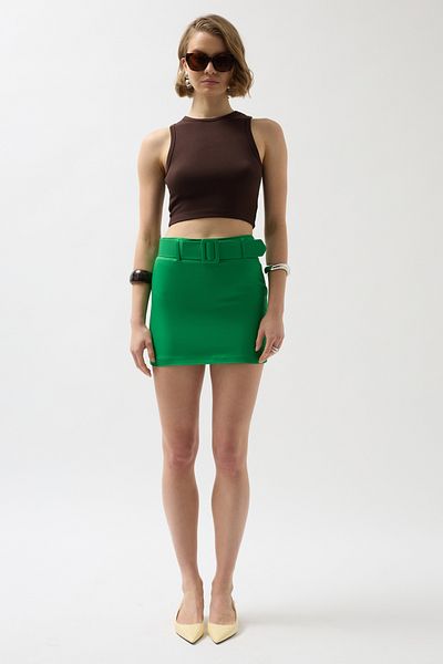 Black Fashion Fusta verde mini cu curea