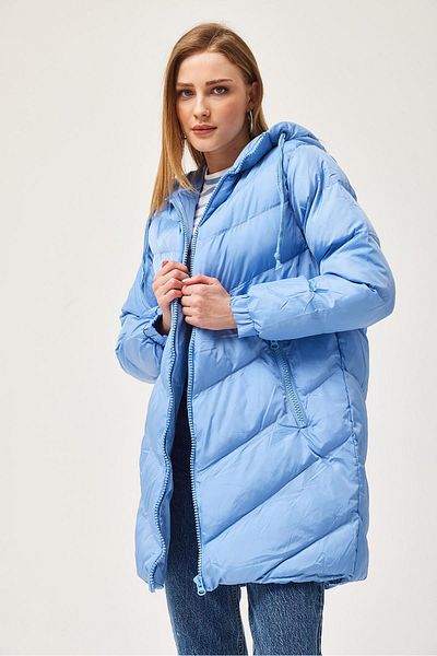 CALİENTE Palton gonflabil oversize cu glugă Albastru