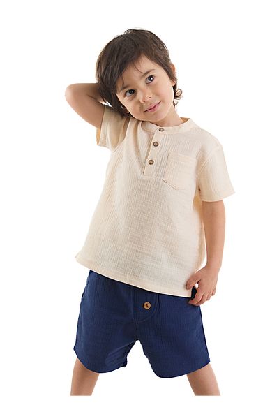 Denokids Sommerliches Musselin-Shorts- und Hemd-Set für Baby Jungen