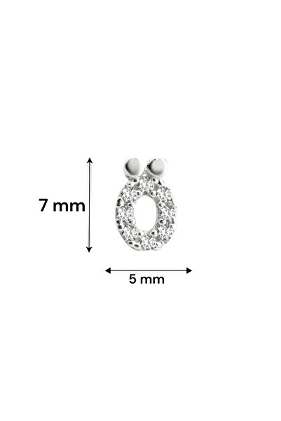 jelux silver Gümüş 925 Ayar Zirkon Taşlı Ö Harfli Tekli Küpe