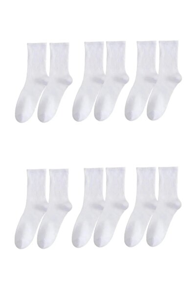 LANDSHOES 6 чифта тенис чорапи, бели унисекс - премиум качество, тенис чорапи, дължина на гнездото, памук