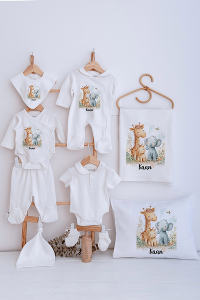 Lilabio Bebe Yaka İsme Özel Delux 12li Hastane Çıkışı Safari