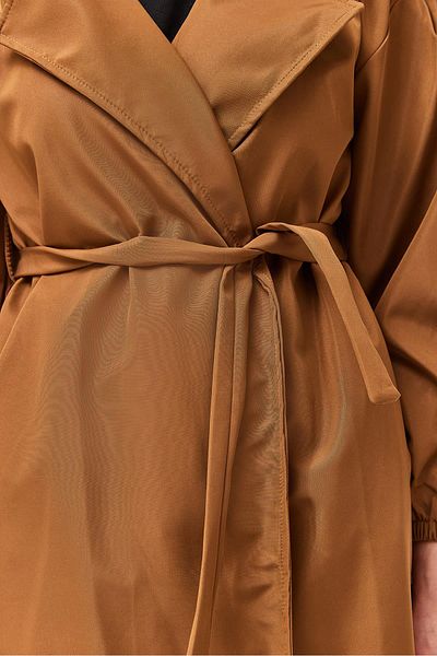 CALİENTE Waist Belted Oversize Trench Coat Brown