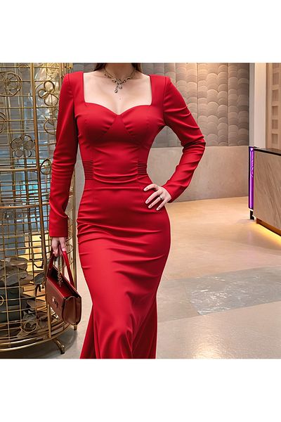 Trendusfashion Rochie maxi lungime din catifea de sezon nou