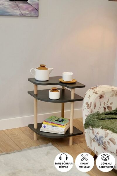 PEKA Yan Sehpa - Salon - Oturma Odası Zigon Sehpa - Antrasit