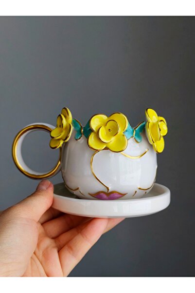 KOTYORA كوب قهوة مزدوج مصنوع يدويًا من السيراميك من كوكوش جيرل