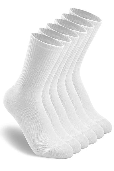 LANDSHOES 6 Pairs of Tennis Socks White Unisex - Premium Quality Tennis Socks Socket Length Cotton