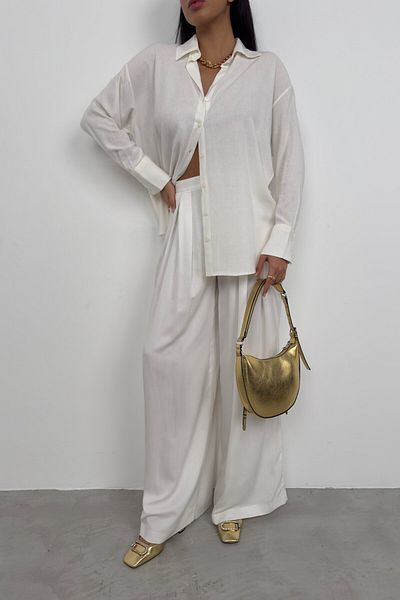 Black Fashion Cămașă oversize de in alb