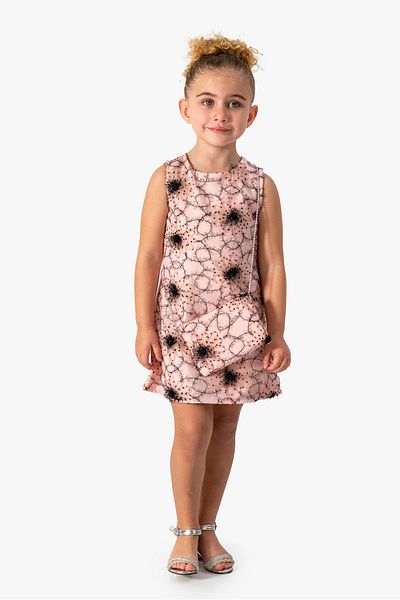 DFN Patterned Birthday/Special Occasion/Party Dress with Bag