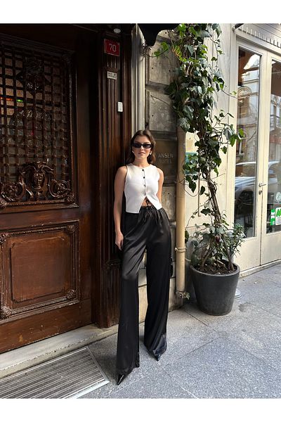 VOLT CLOTHİNG Palazzo-Hose aus Satinstoff für Damen