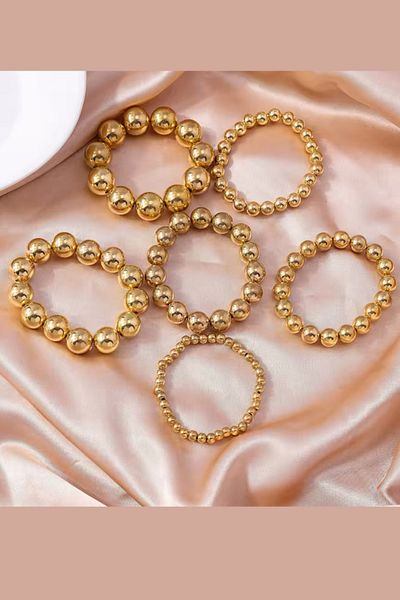 PETEK AKSESUAR 6 Pcs Metallized Mix Ccb Beads Rubber Bracelet