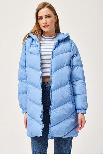 CALİENTE Palton gonflabil oversize cu glugă Albastru
