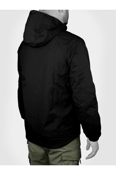 Mudeir Raincoat Kaftan Black Hooded Water Resistant Tactical Outdoor Tactical Windproof with Pockets