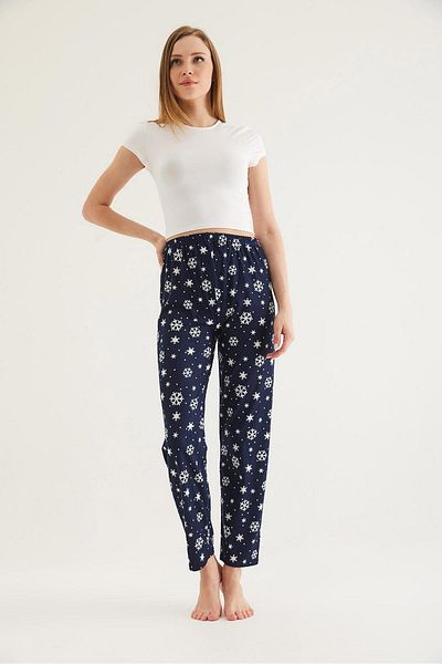 CALİENTE Pantaloni de pijama de damă cu talie elastică bleumarin