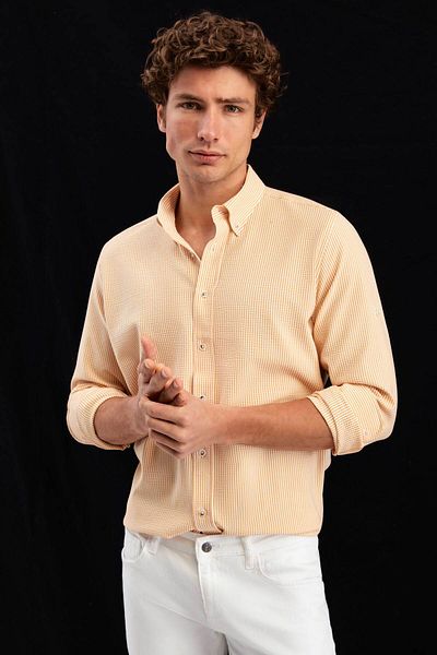 D'S Damat Πουκάμισο Ds Damat Regular Fit με πορτοκαλί ρίγες