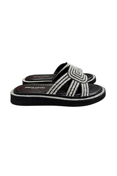 Pierre Cardin Stoned Striped Anatomical Sole Slippers