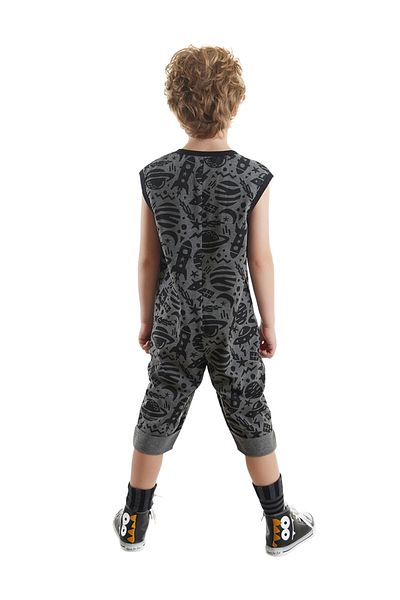 Denokids Grauer Overall für Jungen mit Weltraumrakete
