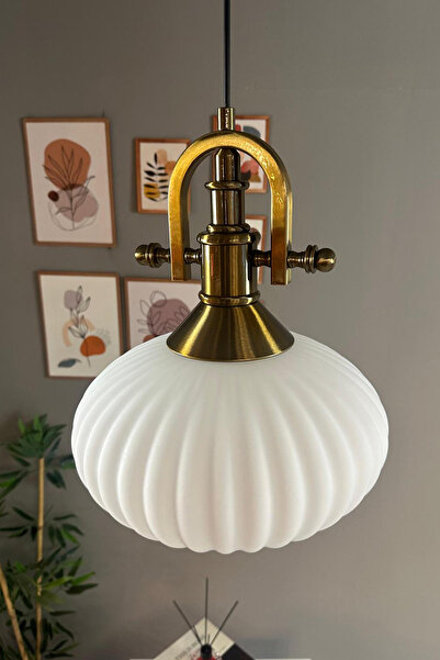 Bamyum Elegant Cam Tekli Bal Rengi Avize Eskitme Gemici Başlık Sarkıt Lamba Restoran Salon Aydınlatma