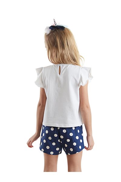 Denokids Polka Dot Unicorn Mädchen Sommer T-Shirt Popeline Shorts Set