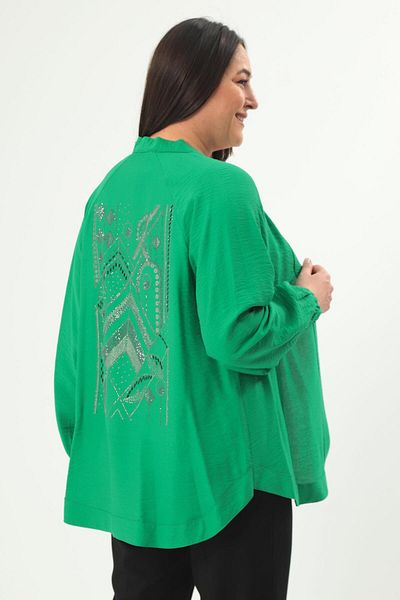 Metpoint Trend42Plus Large Size Back Stone Printed Oversize Green Jacket