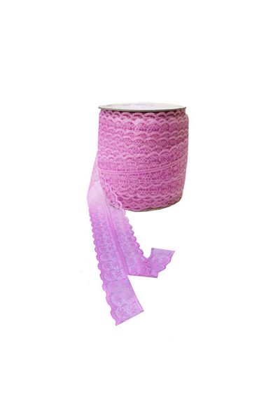 Hobigram Pink Lace Ribbon, 10 Meters Double Layer Guipure (Width: 5 cm)