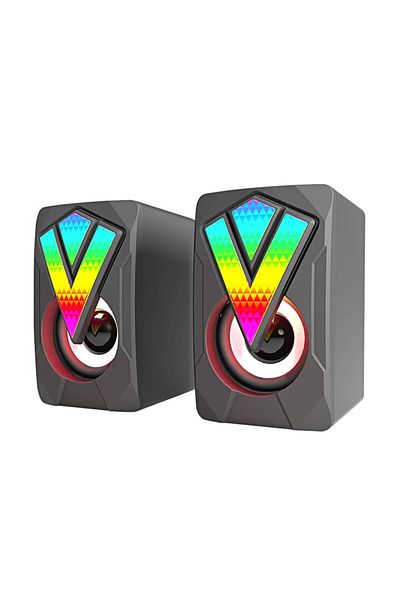 Choice Speaker Black Computer Speakers Pc Sound Box Hifi Stereo Microphone Usb Wired With Led Light For Des