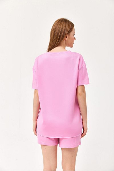 CALİENTE Modal Suit with Double Shorts Pink