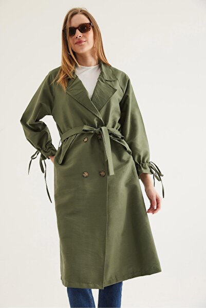 CALİENTE Bileği Tünelli Bağcıklı Trençkot Haki