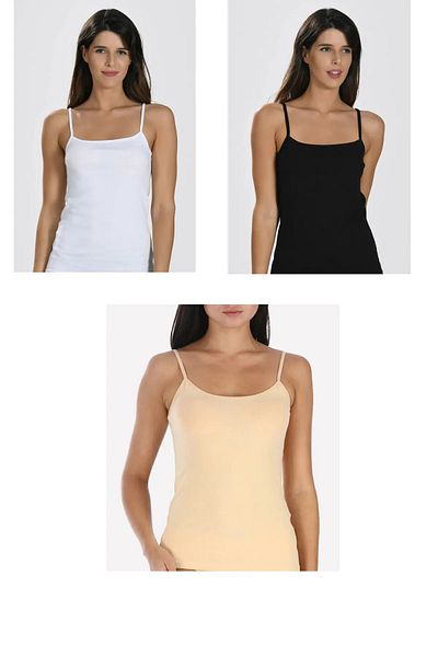 NBB Women's Mixed Color 3-Piece Rope Strap Lycra Undershirt 663S