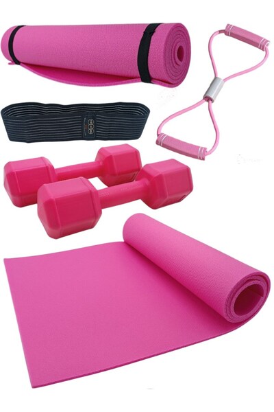 Tosima PRO-5 Pilates Seti Squat Band Dambıl Göğüs Direnç Lastiği ve Pilates M...