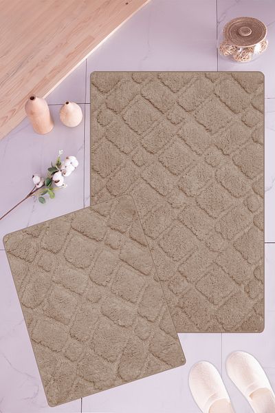 BARANO YUSSİ Χαλάκι μπάνιου Vienna Beige - Σετ 2 τεμαχίων