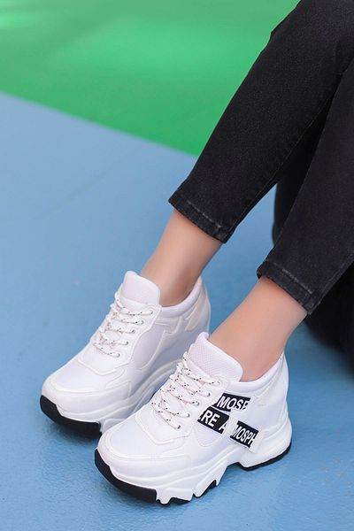 Mamito Ayakkabı Frm 176 Hidden Heel Love Sports Shoes-white Black Sole