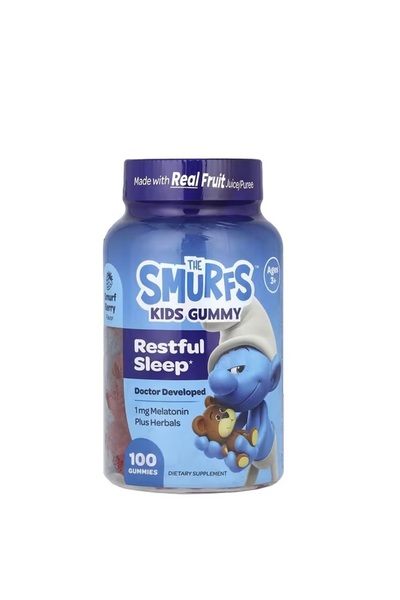 SMURFS Kids Gummy, Restful Sleep, Ages 3+, Berry, 100 Gummies