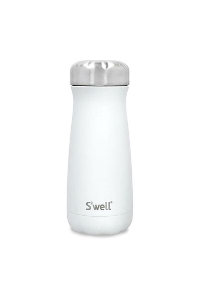 S-Well Moonstone BPA-Free Vacuum Insulated Traveler Water Bottle White and Silver 470ml