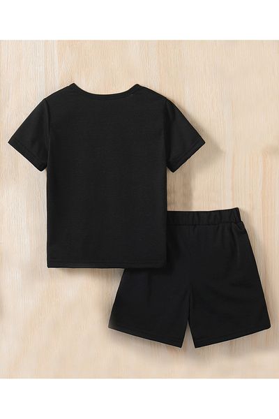 SAPS T-Shirt & Bottom Printed Set - Black