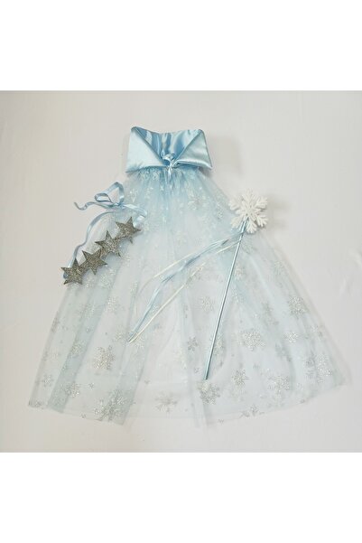 Dimmel Costume Elsa Pelerin Taç Değnek Set
