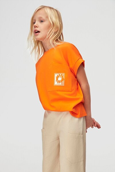 NK Geantă asimetrică pentru fetiță cu buzunar tricou 8-14 ani portocaliu