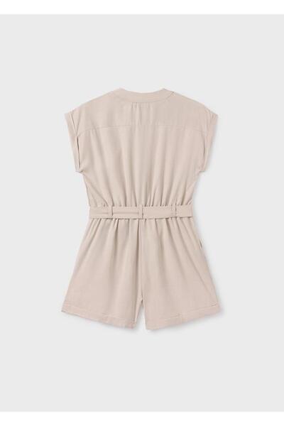 MAYORAL Girl's Pocket Shorts Jumpsuit 10-14 Years Beige