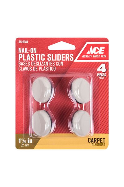 ACE 4-Piece Nail-On Plastic Sliders 1.25inch