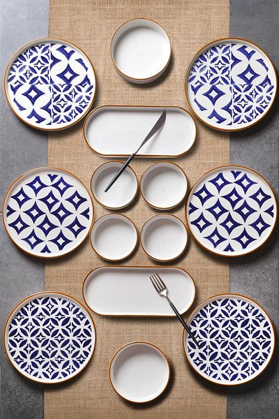 Bernardo 14-Piece 6-Person Tile Stackable Breakfast Set - Breakfast